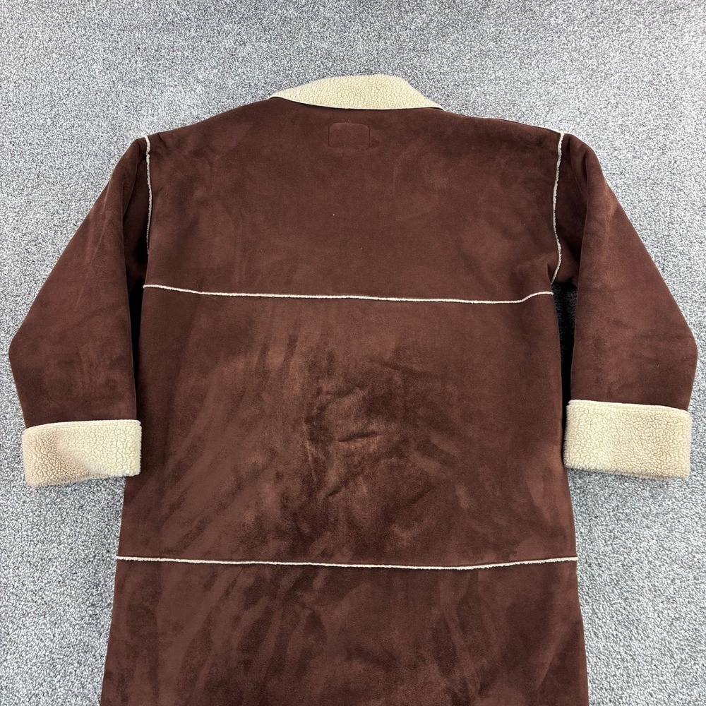Lauren Ralph Lauren Faux Suede Coat Womens Petite Medium Brown Sherpa Lined - Picture 4 of 6